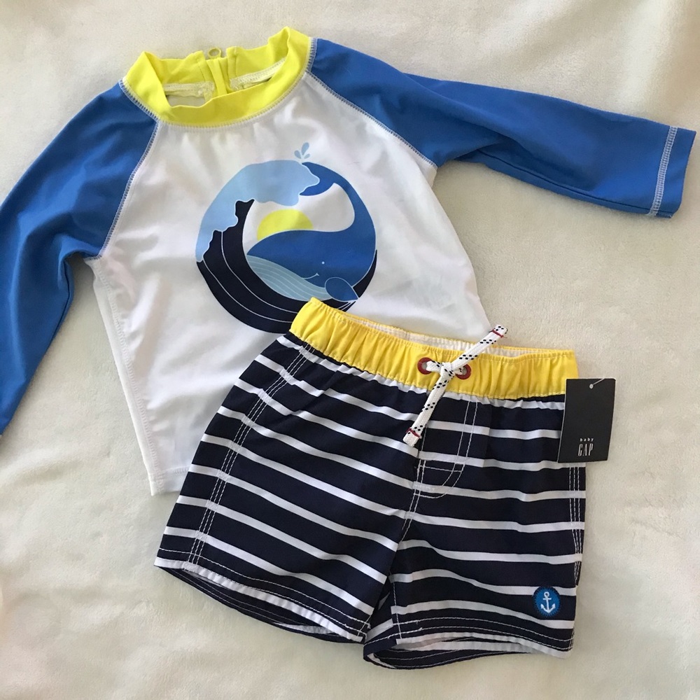 Rash guard and swim trunk set
